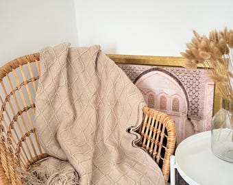 2 Premium Knitted Wool Blankets Khaki for only €19.90 | Cozy Blanket 127 x 172 cm | Sofa Blanket | CLEARANCE SALE AWESOME DEAL