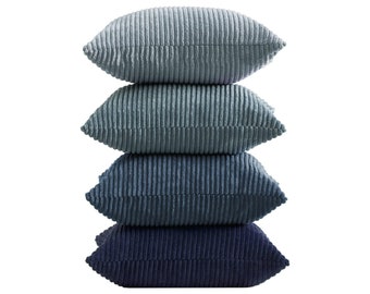 Set of 4 Blue Corduroy Velvet Cushion Covers Blue Series | 50x50cm | 50x30cm | 40x40cm | Blue velvet | Decorative Pillow Covers | Throw Pillow | Sofa cover