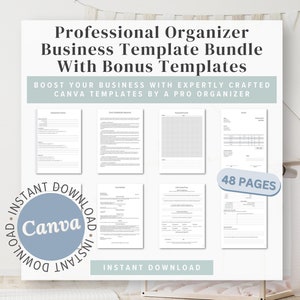 Professional Organizer Business Templates, Editable Canva Forms Bundle for Pro Organizing