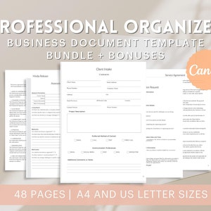 Professional Organizer Business Templates, Editable Canva Forms Bundle for Pro Organizing