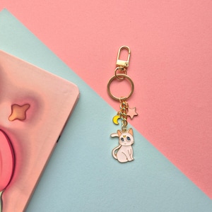 Artemis Moon Cat Keychain