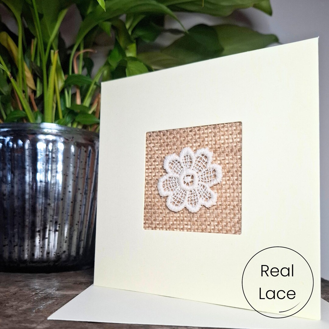 Real Lace 13th Wedding Anniversary Card | Handmade in the UK - Etsy