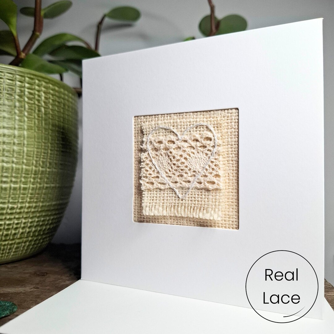 Real Lace 13th Wedding Anniversary Card | Handmade in the UK - Etsy