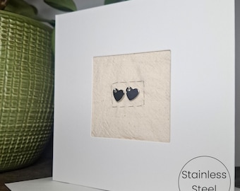 Biglietto d'auguri per l'undicesimo anniversario di matrimonio in vero acciaio / Fatto a mano nel Regno Unito