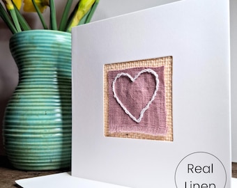 Carte pour 4e anniversaire de mariage en lin véritable | Fabriqué à la main au Royaume-Uni