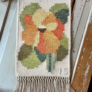 Ingegerd Silow - 28 x 40 cm Swedish Wall Hanging Röllakan Wool flatweave - Signed IS - Free Shipping