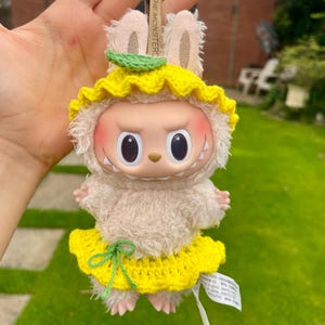 Crochet Labubu Lemon Costume, Crochet Labubu Clothes, Crochet Labubu Outfit, Crochet Labubu Clothing, Lemon, Handmade