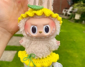 Labubu Zitrone Kostüm gehäkelt, Labubu Kleidung gehäkelt, Labubu Outfit gehäkelt, Labubu Kleidung gehäkelt, Zitrone, Handgemacht