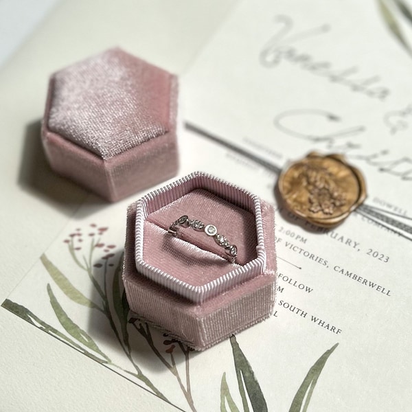 Wedding Ring Box Ring Bearer Engagement Proposal Box Velvet Ring Box Bridal Accessories Blush Ring Box