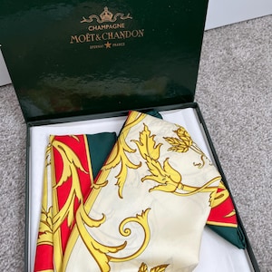 Moet Chandon Champagne 100% silk scarf Made in France New in Original Box