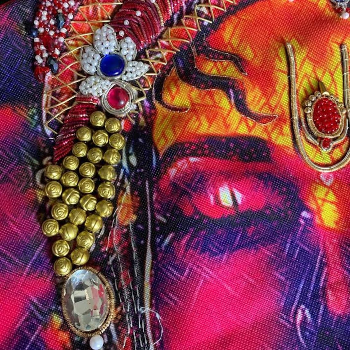 Wall art krishna hand embroidery home decor silver framed  etsy Wall art krishna hand embroidery home decor silver framed  etsy