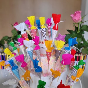 Sugar cone toothpicks, school decoration, muffin topper, cake topper, buffet decoration