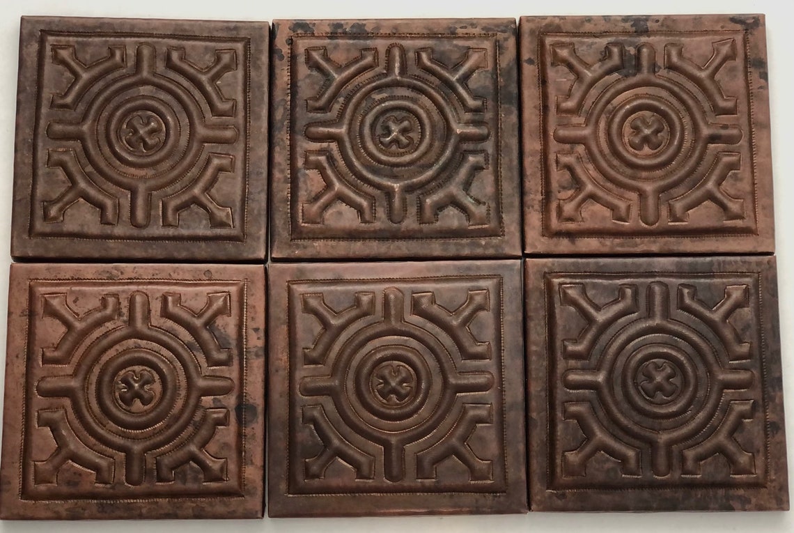 Hammered Copper Tile 4x4 inch no backers Set of 6 Etsy