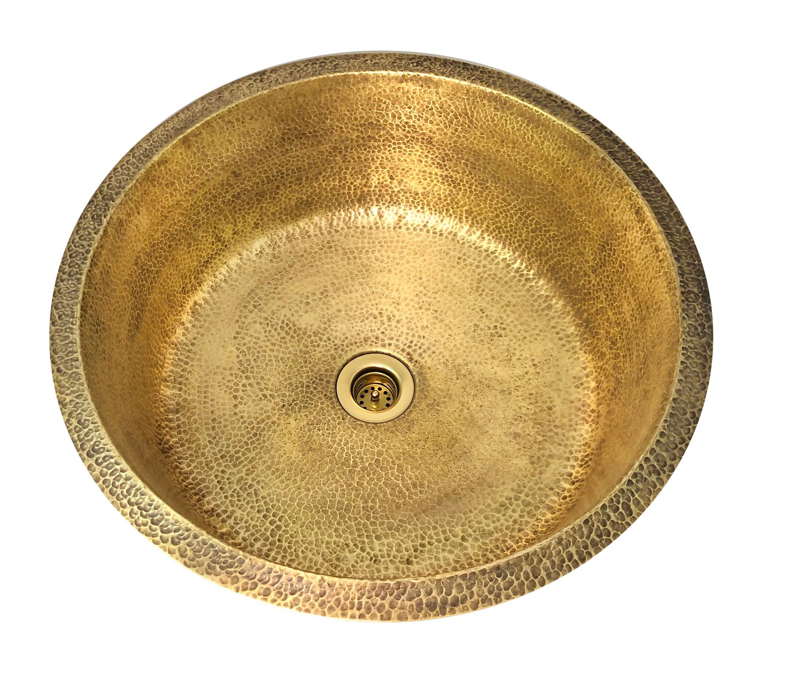 Round Brass 17 Bar sink in Rustic Hammered Brass Etsy