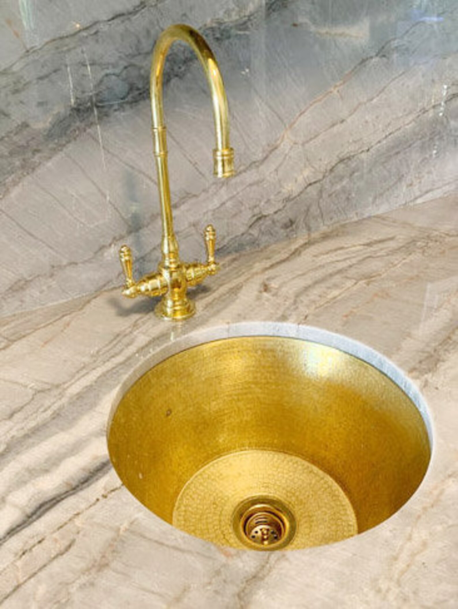 Hammered Brass Round 12 Bar sink in Rustic Weathered Etsy