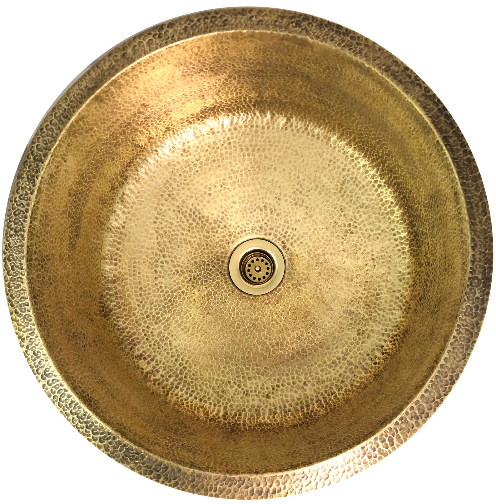 Round Brass 17 Bar sink in Rustic Hammered Brass Etsy