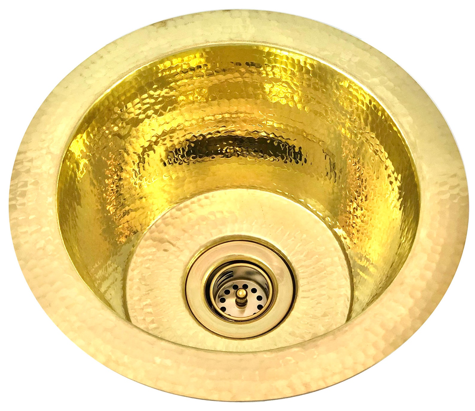Round 8 Mini Bar sink in Shiny Hammered Brass Bar Sink Etsy