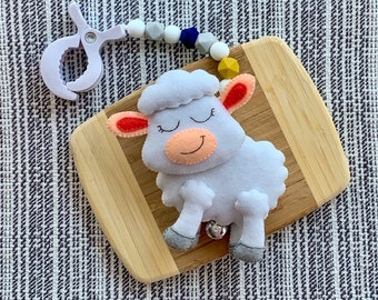 Crib Stroller Mobile, Farm Stroller Toy, Little Sheep, Stroller Lanyard, Pram Toy, Unisex Baby Gift, Crib Mobile Crib Hanger Nursery Decor