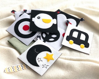 High Contrast Baby Black White Card Set Flash Cards Baby Stimolazione visiva Attività educative Neonati Toddlers Tempo di pancia Giocattolo Regalo 0-12