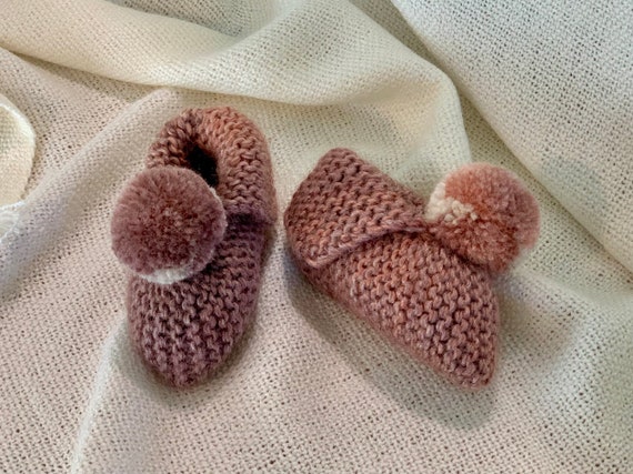 Chaussons bébé 0-3 mois, Chaussures bébé avec pompons, Chaussettes