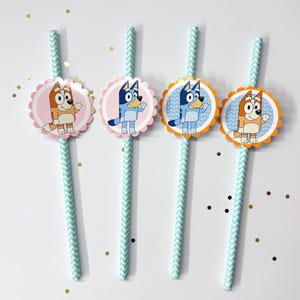 Bluey Party Straws: Bluey Birthday Decorations