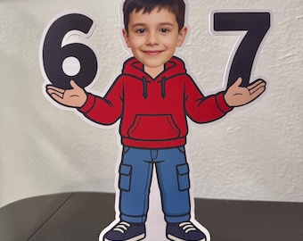 6 7 Cutout: 6-7 Face Prop, Six Seven Meme