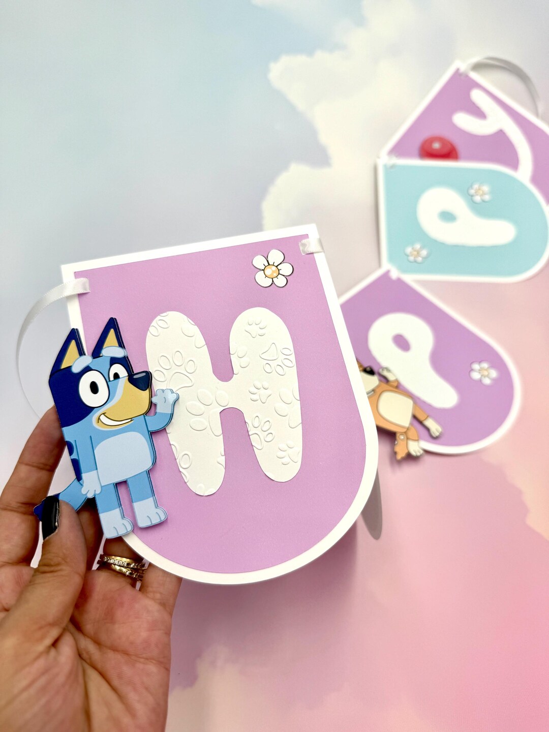 Bluey Happy Birthday Banner, Bluey Banner, Bluey Dog Banner, Bluey and ...