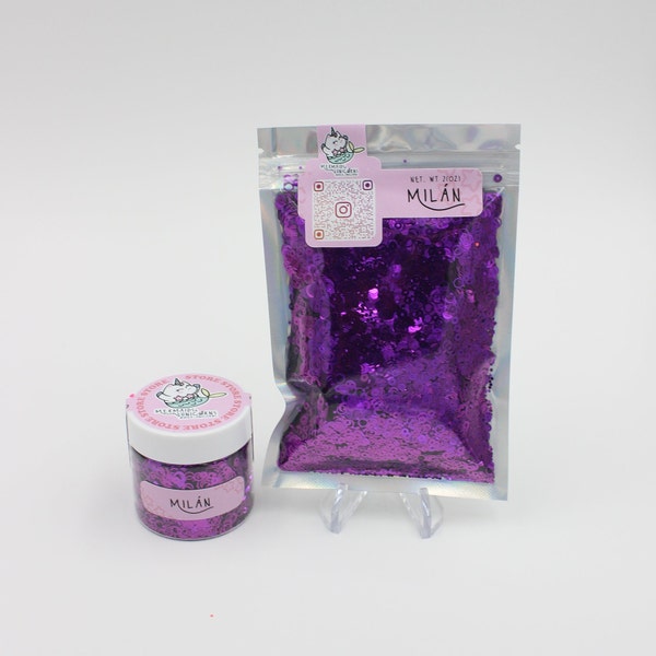 MILÁN- Chunky purple glitter, Purple glitter, Circle Chunky Glitter, Hula Hoops glitter, Hoops glitter
