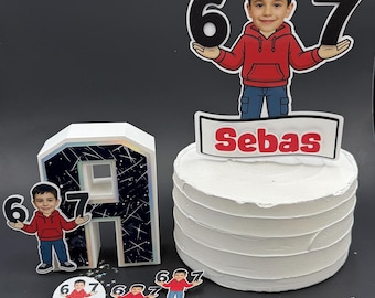 6 7 Cake Topper Birthday: 6-7 Face Toppers, Six Seven Meme