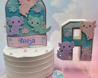 Axolotl Cake Topper Set: Axolotl Birthday Party Decor