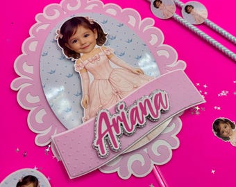 Princess Cake Topper – Personalized Princess Photo - Girl Birthday Party Decor