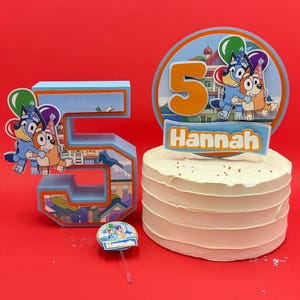 Bluey Birthday Party Decor: 3D Letters, Cake Topper