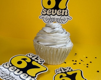 6 7 Cake Topper Birthday: 6-7 Face Toppers, Six Seven Meme
