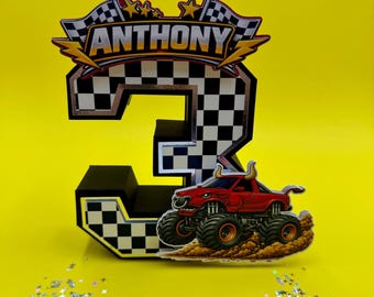 Monster Truck Birthday - Monster Jam 3D Number