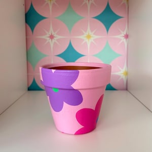 Retro Style Flower Design Terracotta Plant Pot, 12cm Indoor Planter