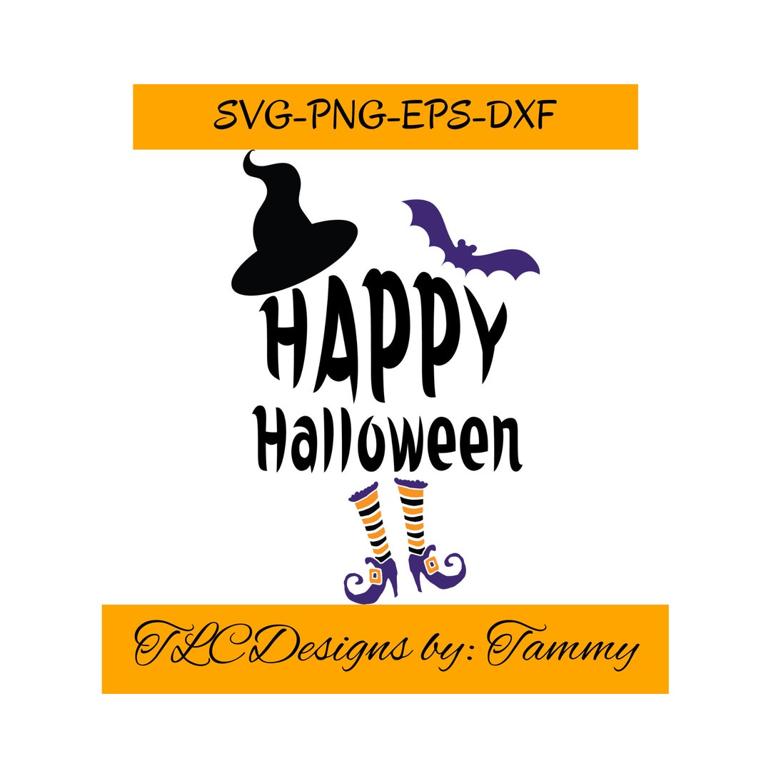 Happy Halloween Witch Hat Witch Legs Bat - Etsy