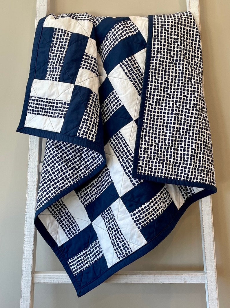 Navy Blue Baby Quilt Etsy