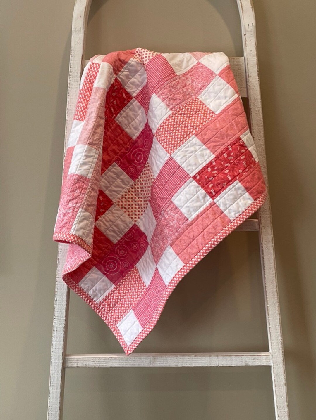Coral/pink Baby Girl Quilt Baby Girl Handmade Quilt Baby Etsy