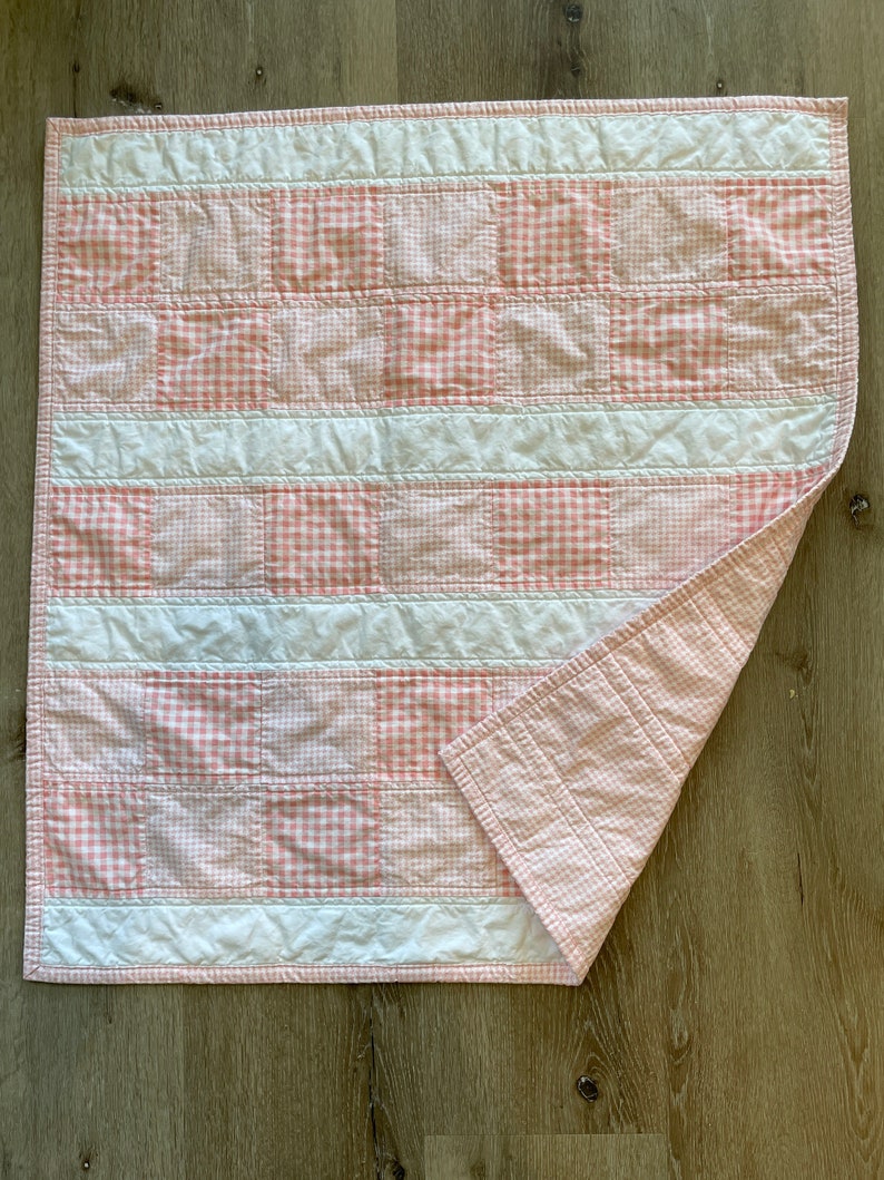 Peachy Pink Squares Baby Girl Quilt Pink Baby Girl Quilt Etsy