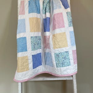 Pastel baby girl quilt, windowpane quilt, handmade baby quilt, newborn baby gift, baby shower gift, handmade baby gift, baby blanket