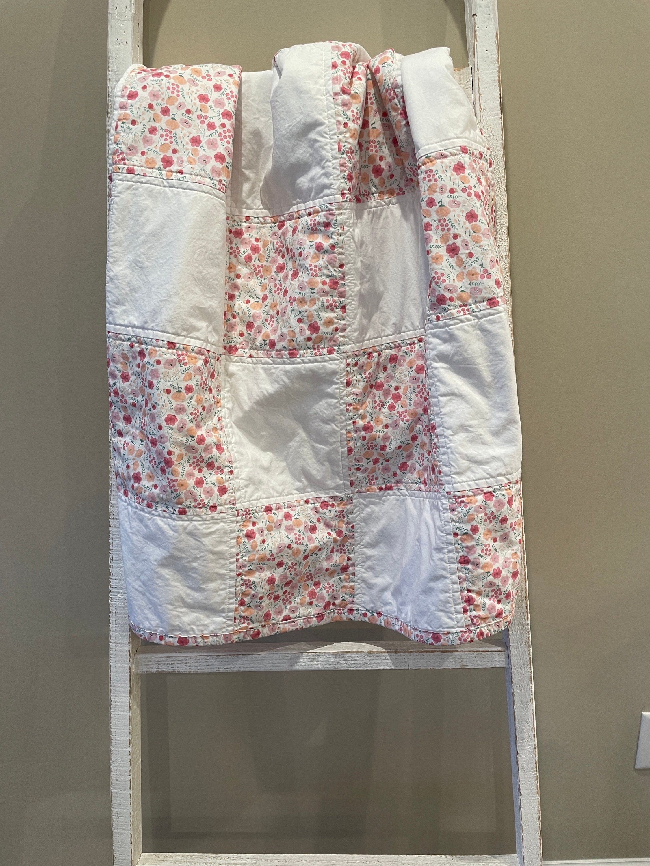 Pink Floral Baby Girl Patchwork Quilt - Etsy