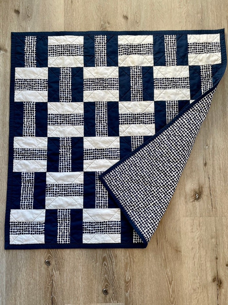 Navy Blue Baby Quilt Etsy