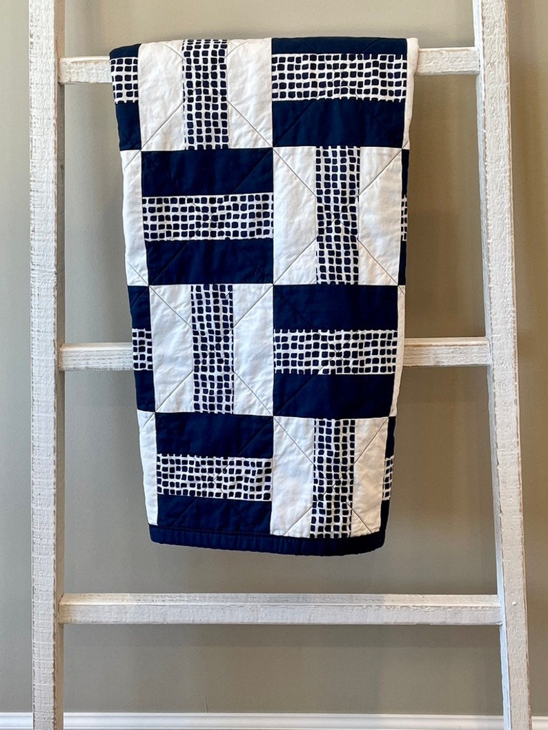 Navy Blue Baby Quilt Etsy