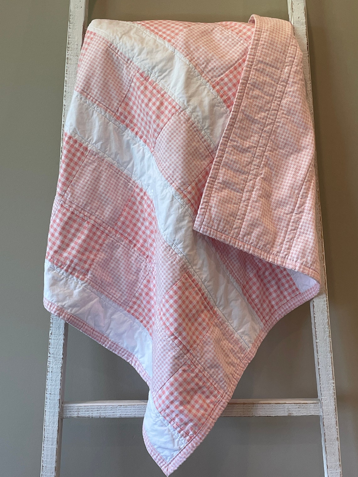 Peachy Pink Squares Baby Girl Quilt Pink Baby Girl Quilt Etsy