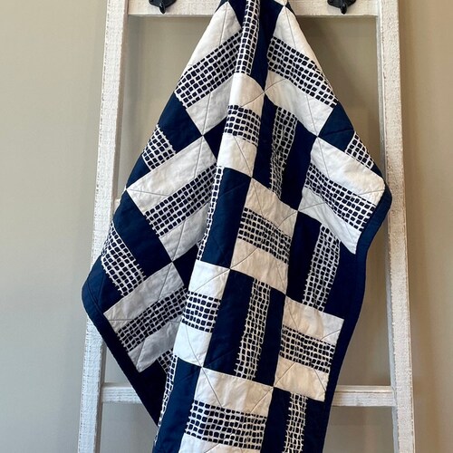 Navy Blue Baby Quilt Etsy
