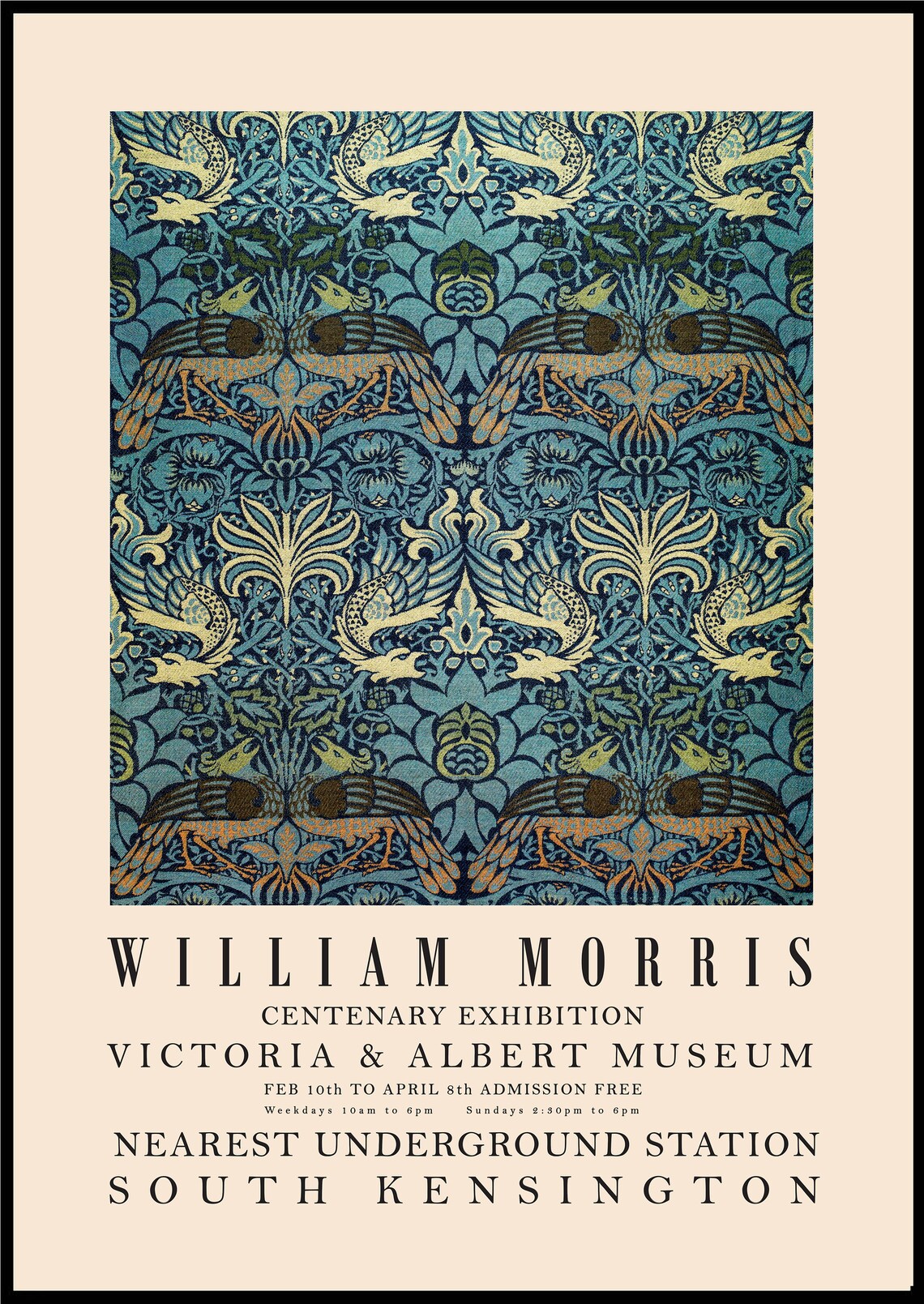 William Morris Exhibition poster Victoria and Albert Museum | Etsy