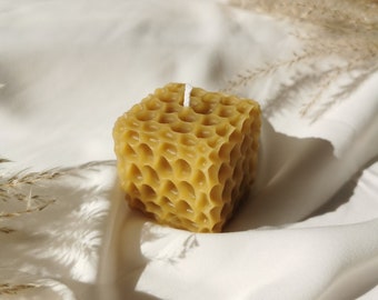 HONEYCOMB CANDLE; Cube, Beeswax, Bees, Autumnal, Decoration, Gift Idea, Beeswax Candle, Honeycomb Shape, Bubble Candle, Bubble, Handmade
