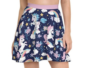 Women’s or Teens Unicorn Print Skirt, skater Skirt, Tennis SkirtUnique, Rare