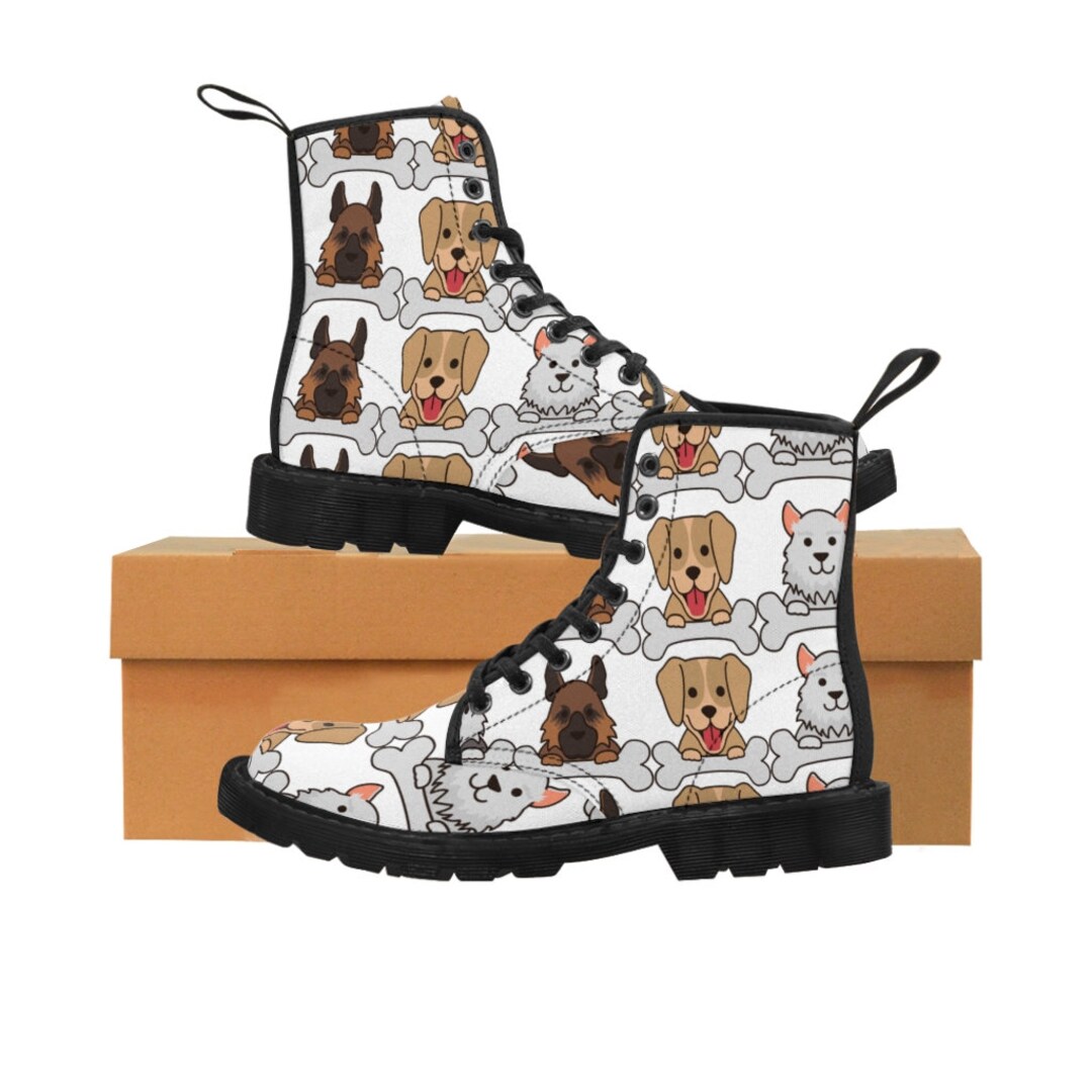 Womens Cute Dog Print Canvas Boots Classic Boots Cute Dogs Etsy
