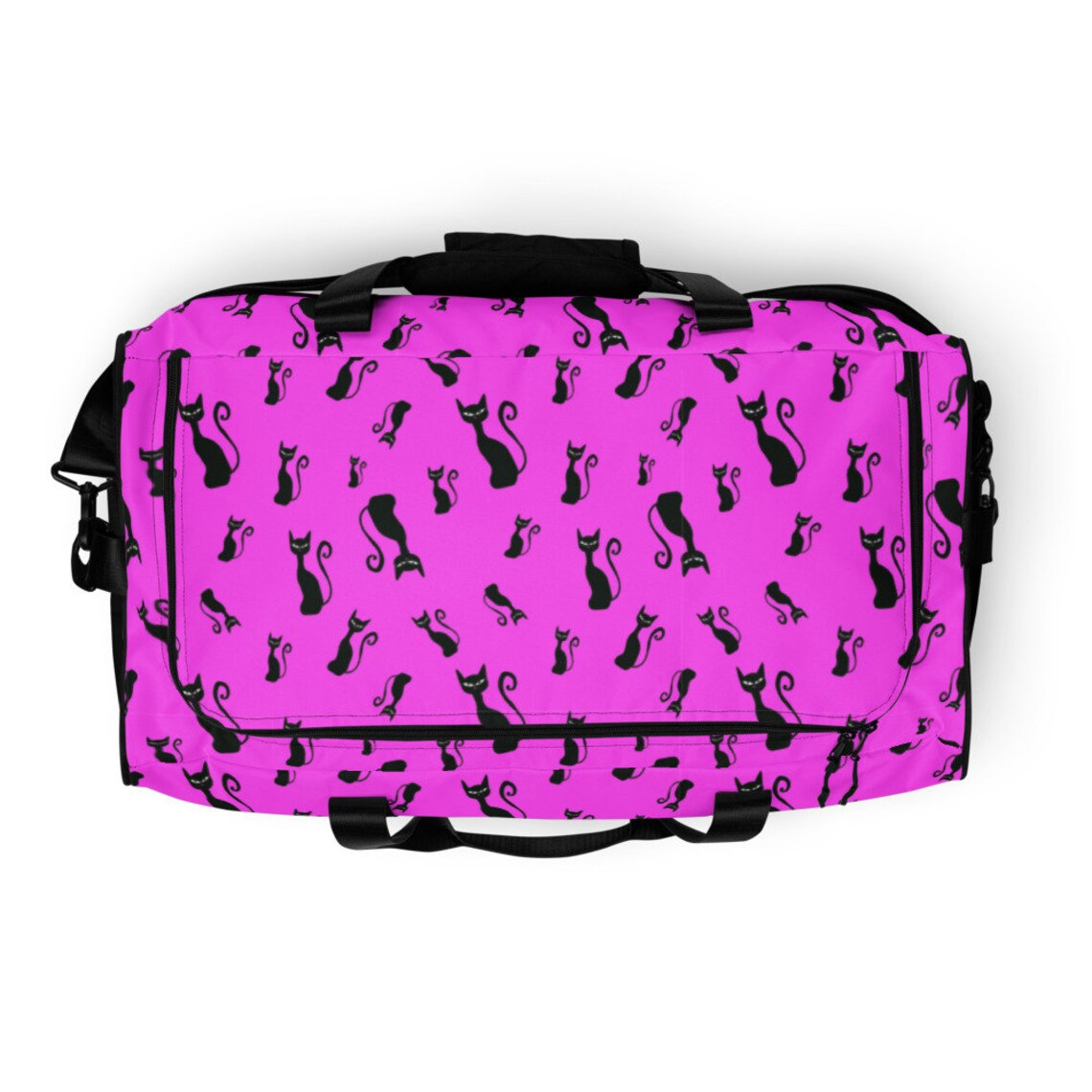 pink and black duffle bag